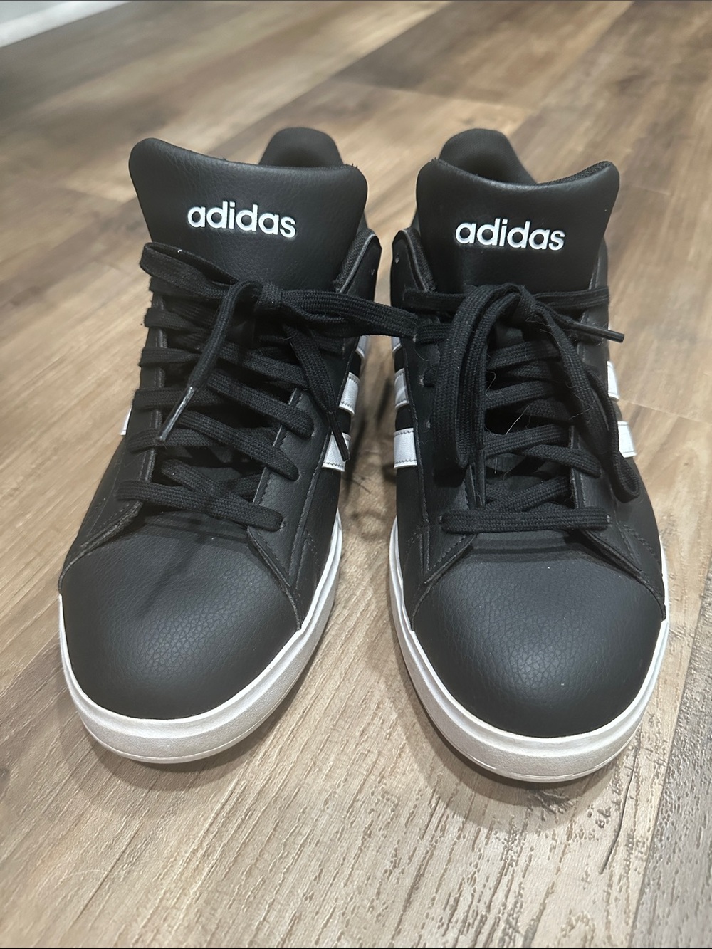adidas Black and White Mid-Top Sneakers for Men